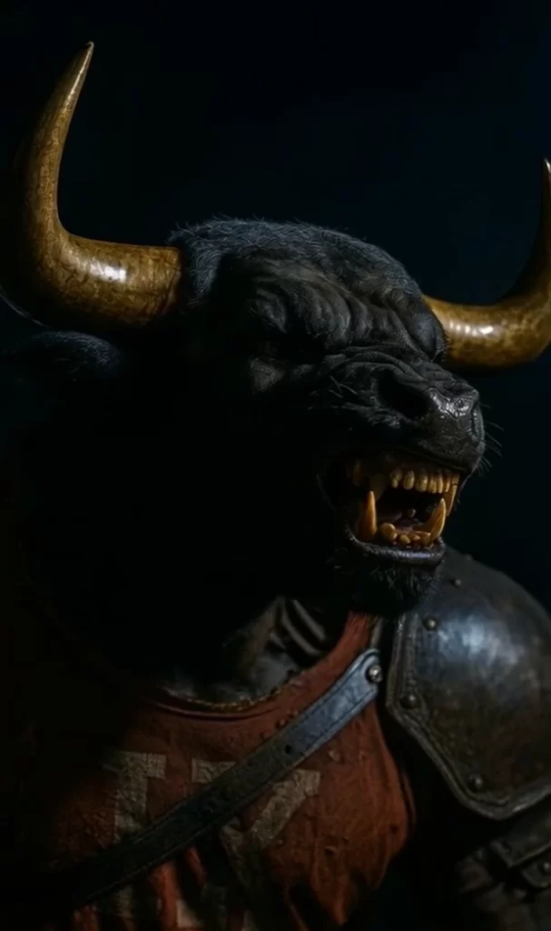 closeup-shot-a-fierce-bullheaded-warrior-roars-in-__33010