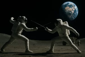 20250829_1751_Celestial Fencing Duel_simple_compose_01k3v18dx9fbjr5mseqfq65njf