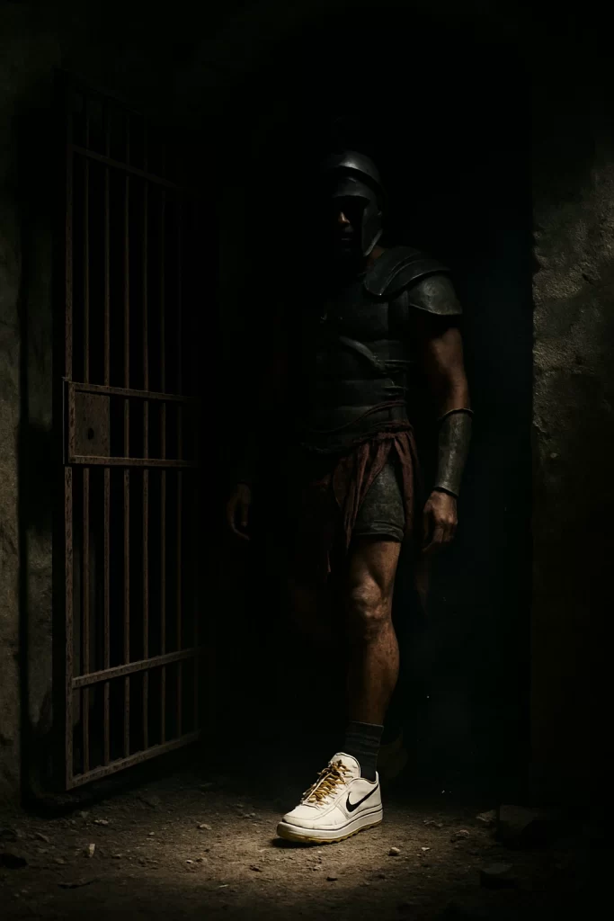 Gladiator in White Sneakers_simple_compose_01k6da50fhf0ar8zmns90mbg66